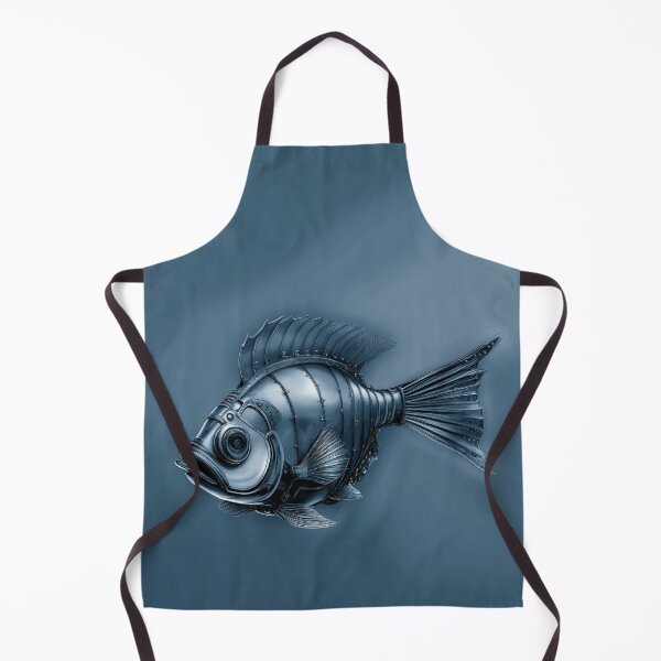 Aperçu de l'œuvre Art du poisson Steampunk Style Steampunk minimaliste subtil - Bleu denim océan créée et vendue par Beachy.