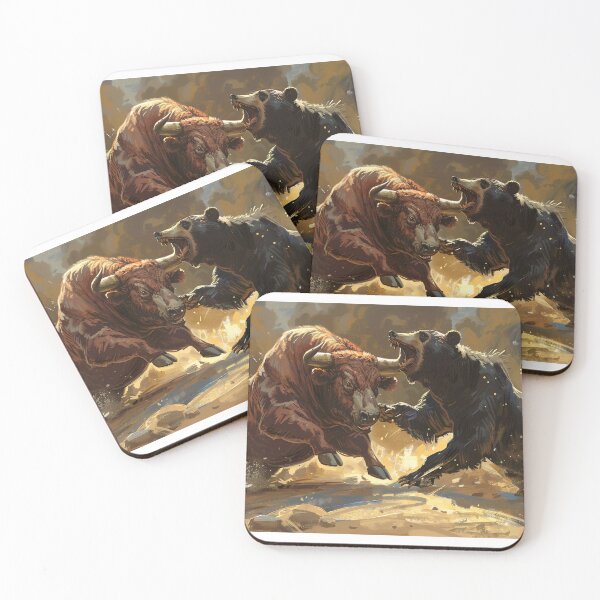 Item preview, Artistic Style Painting of Bull VS Bear Stock Market Art Board Art Prints Wall Art Decor designed and sold by Kevin Lou.