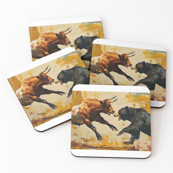 Item preview, Artistic Style Painting of Bull VS Bear Stock Market Art Board Art Prints Wall Art Decor designed and sold by Kevin Lou.