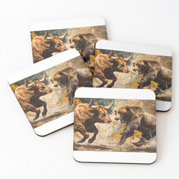 Item preview, Artistic Style Painting of Bull VS Bear Stock Market Art Board Art Prints Wall Art Decor designed and sold by Kevin Lou.