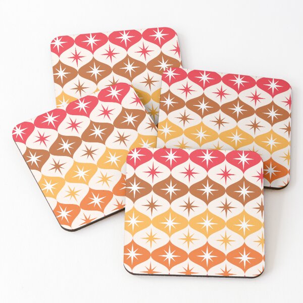 Item preview, Mid Century Atomic Starbursts on Red, Brown and Orange Ogee  designed and sold by Yasminepatterns .