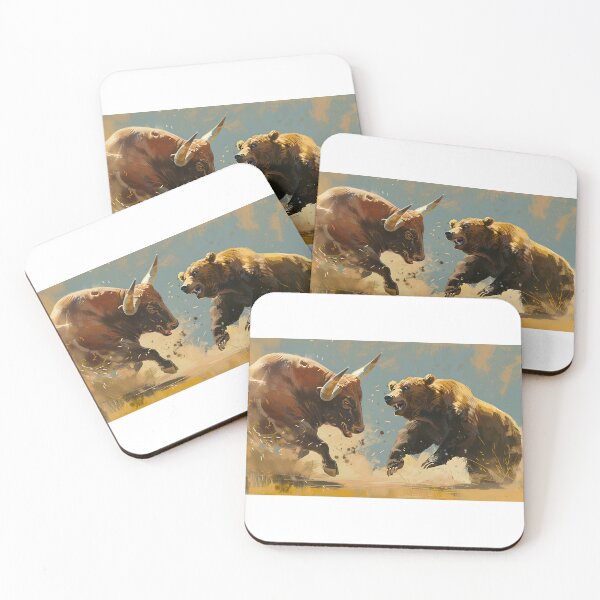 Item preview, Artistic Style Painting of Bull VS Bear Stock Market Art Board Art Prints Wall Art Decor designed and sold by Kevin Lou.