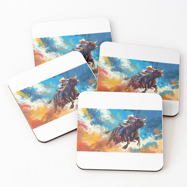 Item preview, Artistic Style Painting of Bull Riding Art Board Art Prints Wall Art Decor designed and sold by Kevin Lou.