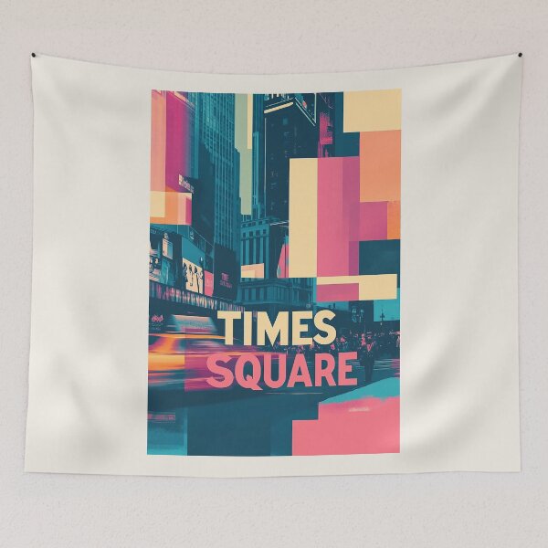 Artikelvorschau, Lebendige Kunst am Times Square mit neonfarbener urbaner Energie entworfen und verkauft von Retro Travel Design.