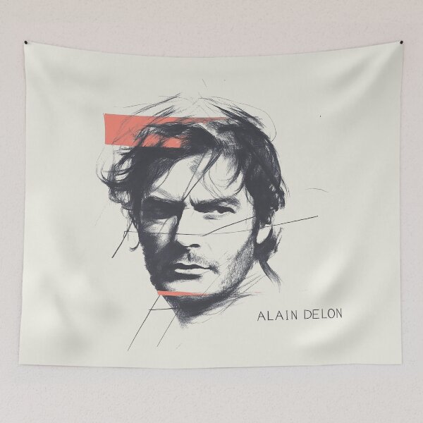 Item preview, Expressive Portrait Sketch with Dynamic Lines and Red Accent designed and sold by Retro Travel Design.