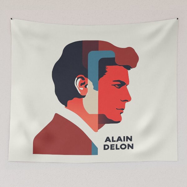 Item preview, Alain Delon - Modern Geometric Portrait Art with Bold Color Blocks designed and sold by Retro Travel Design.