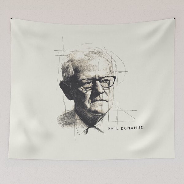 Item preview, Phil Donahue Sketch Portrait with Minimalist Line Art designed and sold by Retro Travel Design.