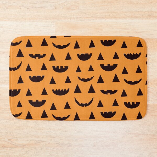Item preview, Jack O Lantern Halloween Spooky Faces in Black on Orange  designed and sold by Yasminepatterns .