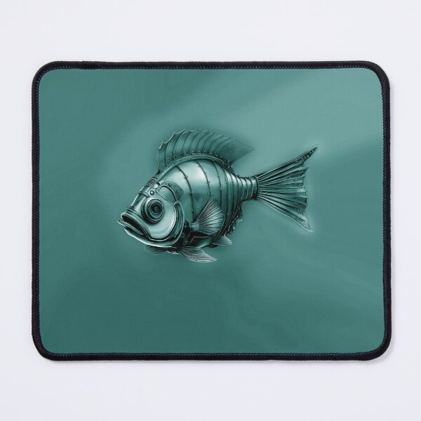 Item preview, Steampunk Fish Art Subtle Minimalist Steampunk Style - Dusty Teal Ocean designed and sold by Beachy.