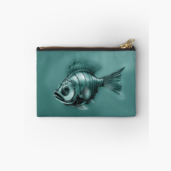 Item preview, Steampunk Fish Art Subtle Minimalist Steampunk Style - Dusty Teal Ocean designed and sold by Beachy.