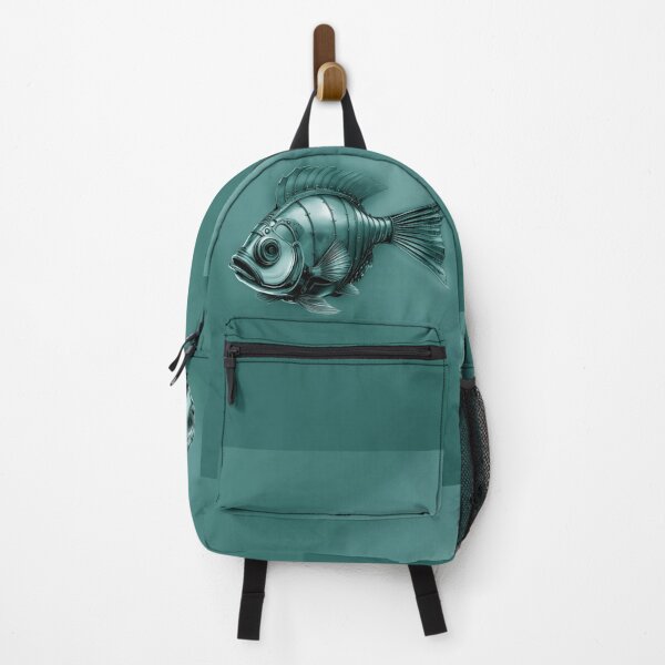 Item preview, Steampunk Fish Art Subtle Minimalist Steampunk Style - Dusty Teal Ocean designed and sold by Beachy.