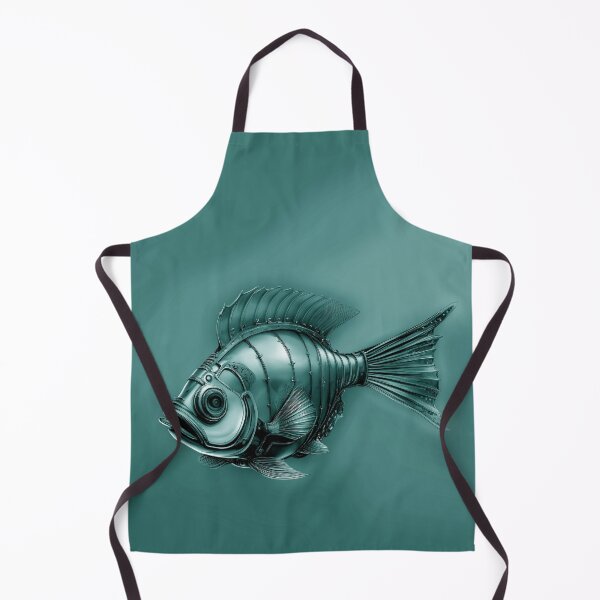 Aperçu de l'œuvre Art de poisson Steampunk Style Steampunk minimaliste subtil - Océan bleu sarcelle poussiéreux créée et vendue par Beachy.