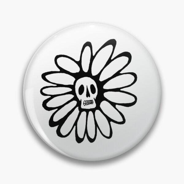 Item preview, Skeleton Daisy Skull Head Flower Grayscale designed and sold by KayTurtless.