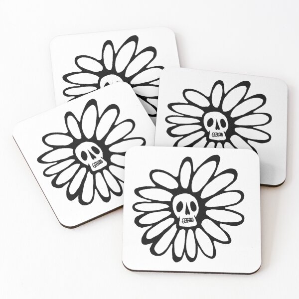 Item preview, Skeleton Daisy Skull Head Flower Grayscale designed and sold by KayTurtless.