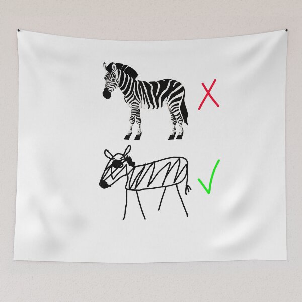 Item preview, Zebra Contrast – High Quality vs. Hand-Drawn Zebras, Playful Comparison Art designed and sold by koreatvtea.