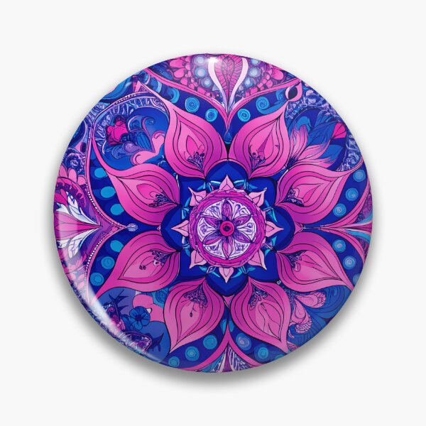 Item preview, MANDALA PATTERN 02 - Gift items and personal use / Pattern, Pasley, Circle, Geometric, Symmetry, Dark Cyan, Pink,  Spiritual, Meditation, Yoga, Blue, Art designed and sold by LumDesignArt.