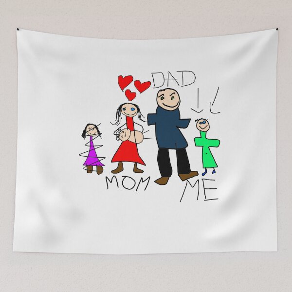 Item preview, Family Portrait – Hand-Drawn Family Doodle, Funny Sketch with Sister Barricade designed and sold by koreatvtea.