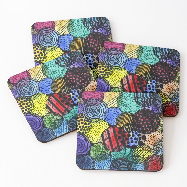 Item preview, Abstract Patterned Circles in Bright Tones and Black designed and sold by LymphomaLass.