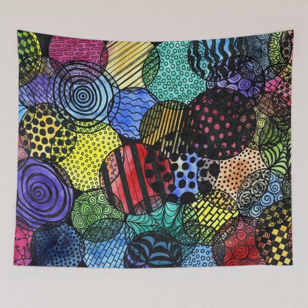 Item preview, Abstract Patterned Circles in Bright Tones and Black designed and sold by LymphomaLass.