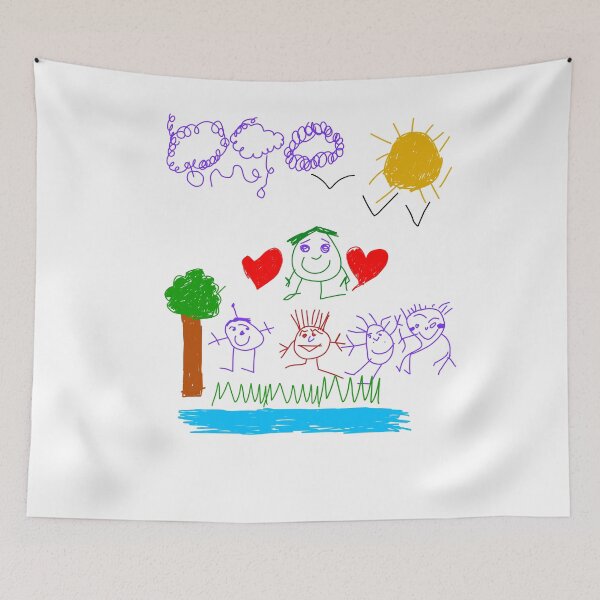 Item preview, Outdoor Fun – Child’s Hand-Drawn Nature Scene, Friends & Love in Playful Art designed and sold by koreatvtea.