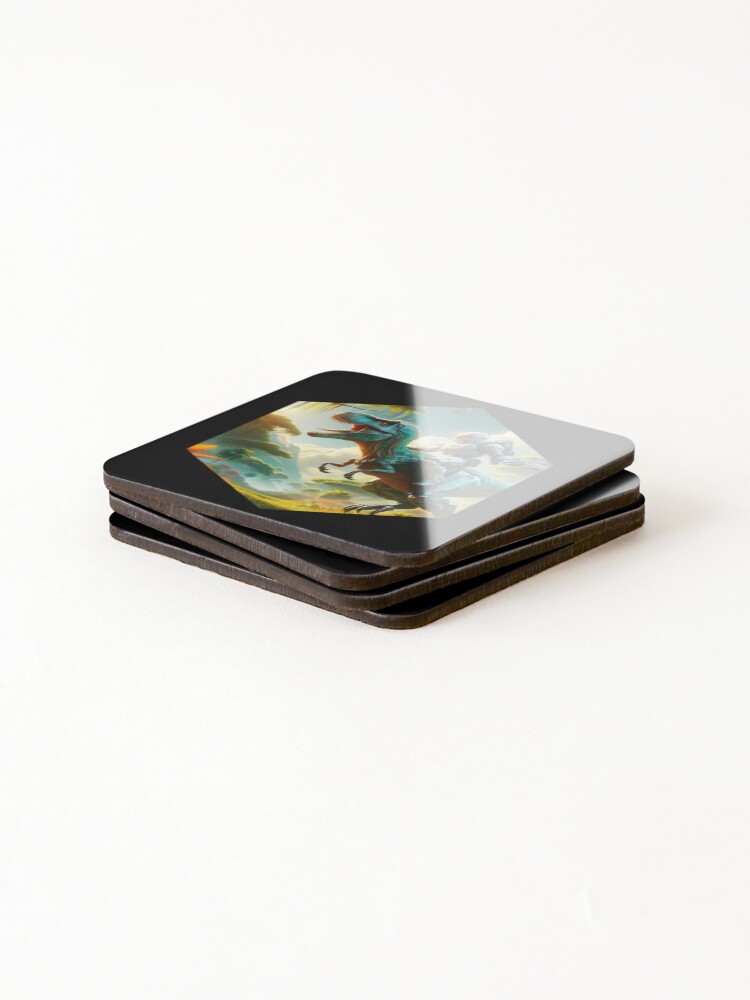 Thumbnail 4 of 5, Coasters (Set of 4), Dino Rider designed and sold by AbsoluteA.