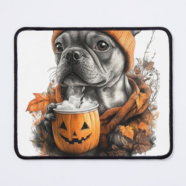 Item preview, Fall Vibes Cute French Bulldog, Dog with Pumpkin Drink and Bats [nr DH55] designed and sold by inkdast.