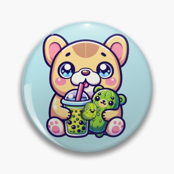 Item preview, Kawaii Frenchie with a pickle bear and its baby pickle stickers and more designed and sold by CRandRRstickers.