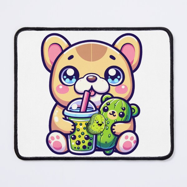 Item preview, Kawaii Frenchie with a pickle bear and its baby pickle stickers and more designed and sold by CRandRRstickers.