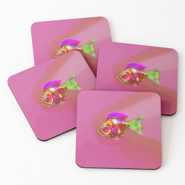 Item preview, Minimalist Steampunk Fish Subtle Steampunk Style - Pink Ocean designed and sold by Beachy.