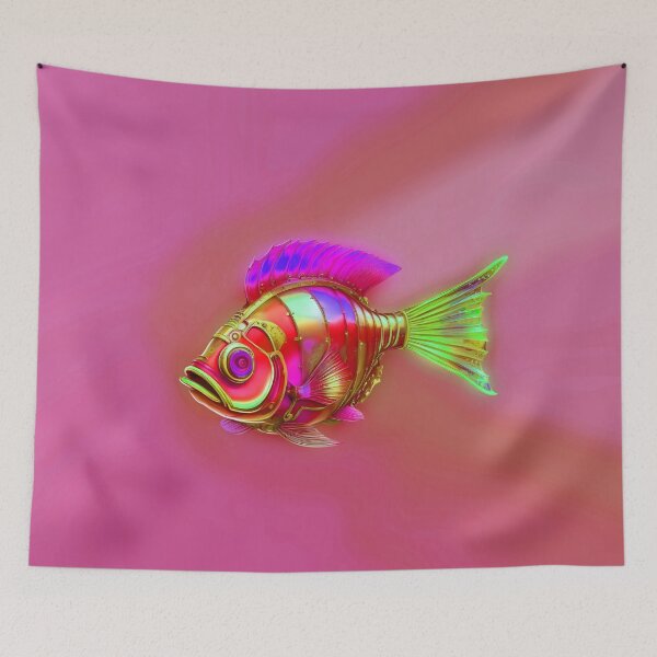 Item preview, Minimalist Steampunk Fish Subtle Steampunk Style - Pink Ocean designed and sold by Beachy.