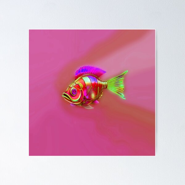Item preview, Minimalist Steampunk Fish Subtle Steampunk Style - Pink Ocean designed and sold by Beachy.