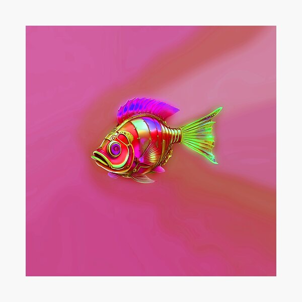 Item preview, Minimalist Steampunk Fish Subtle Steampunk Style - Pink Ocean designed and sold by Beachy.