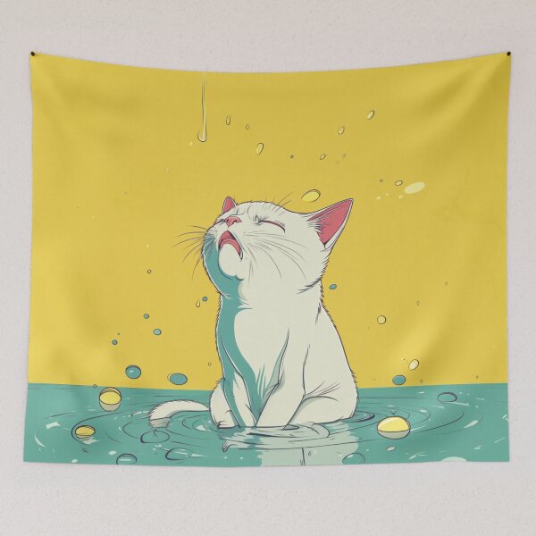 Item preview, Crying Cat Meme with Yellow Background Design designed and sold by memememescat.