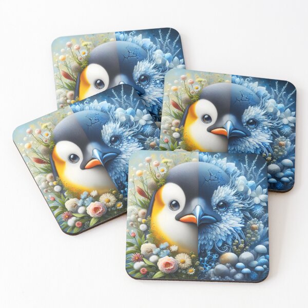 Item preview, Penguin two side crystalline and Botanical art designed and sold by EmeraldeaArt.