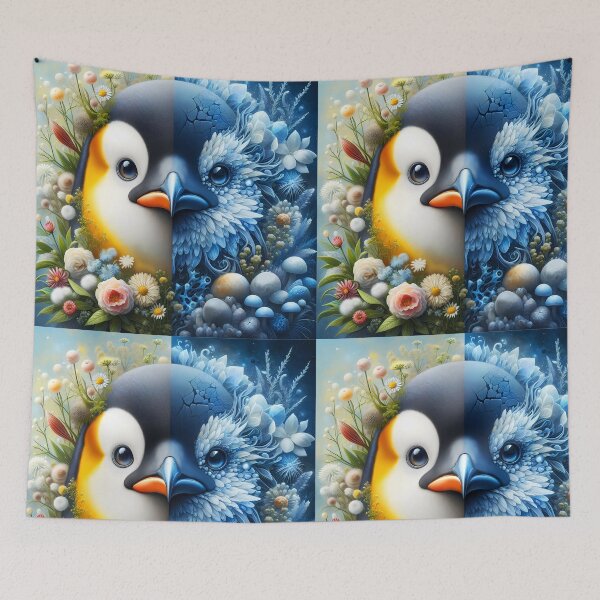 Item preview, Penguin two side crystalline and Botanical art designed and sold by EmeraldeaArt.