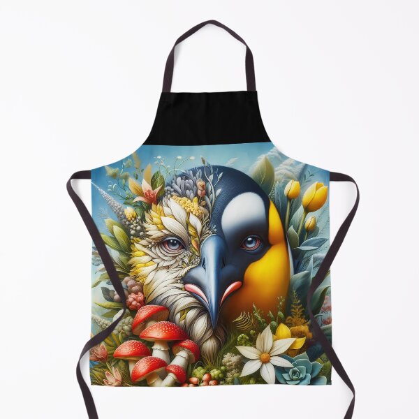 Item preview, Penguin two side Botanical art with funghi and yellow tulip designed and sold by EmeraldeaArt.
