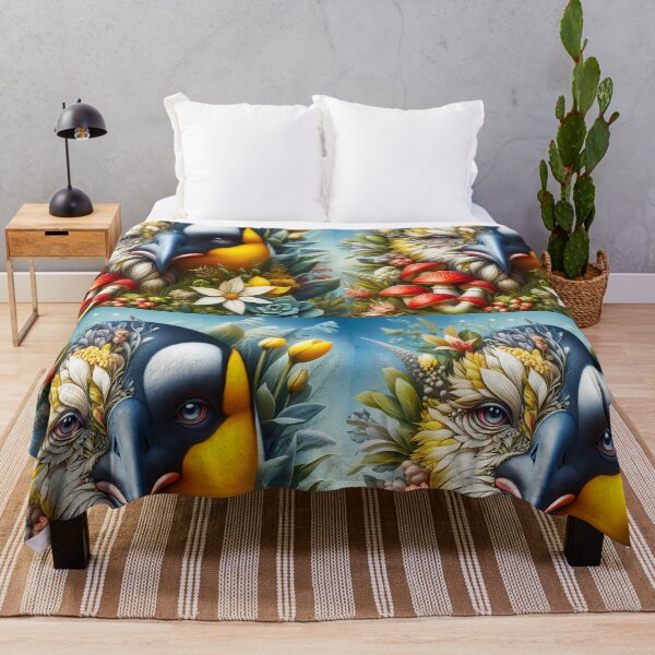 Item preview, Penguin two side Botanical art with funghi and yellow tulip designed and sold by EmeraldeaArt.