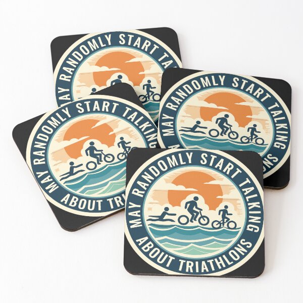 Item preview, Warning: May Randomly Start Talking About Triathlons – Funny Triathlete designed and sold by Triathlongram.