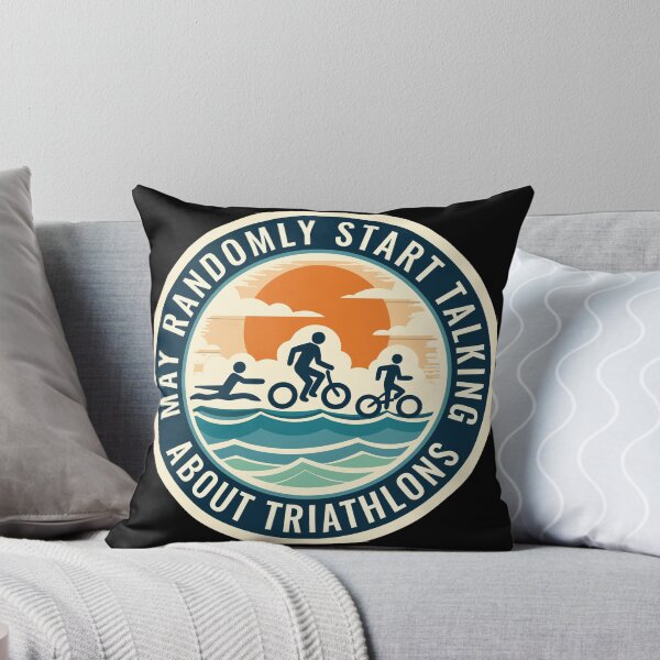Item preview, Warning: May Randomly Start Talking About Triathlons – Funny Triathlete designed and sold by Triathlongram.