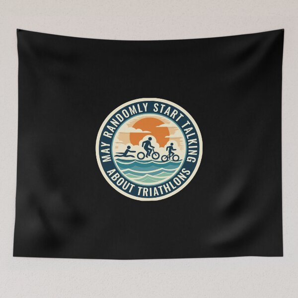 Item preview, Warning: May Randomly Start Talking About Triathlons – Funny Triathlete designed and sold by Triathlongram.
