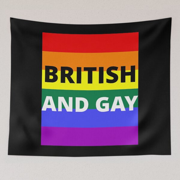 Item preview, BRITISH AND GAY on rainbow background designed and sold by uniqueitems.