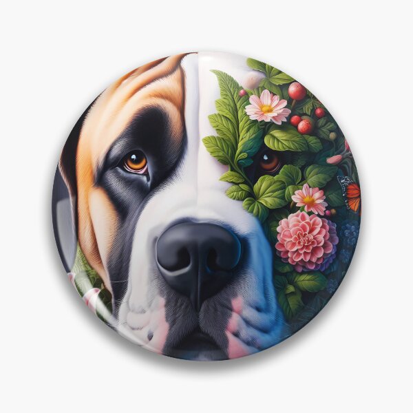 Item preview, Saint Bernard dog two side Anatomy Botanical art with funghi and florals designed and sold by EmeraldeaArt.