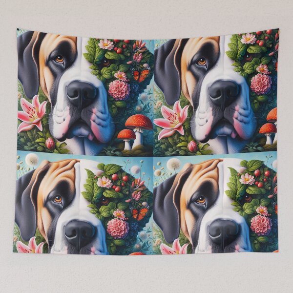 Item preview, Saint Bernard dog two side Anatomy Botanical art with funghi and florals designed and sold by EmeraldeaArt.