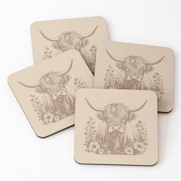 Item preview, Highland Cow With Flowers Outline designed and sold by taratops.