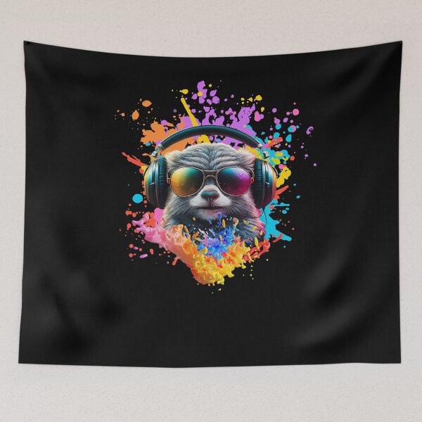 Item preview, Cool And Stylish DJ Marmoset Wearing Sunglasses With Colorful Splash   designed and sold by Smix Pixels.