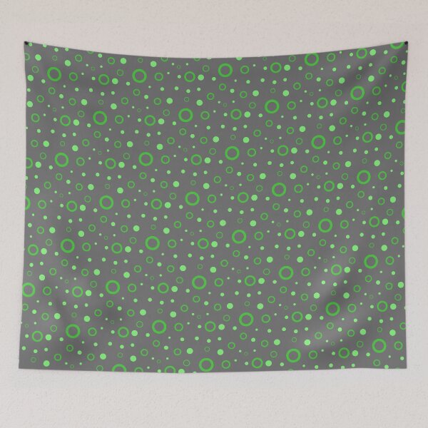 Item preview, Green Sequenced Dots Bubbles Circles Gray Background designed and sold by EvergreenMotifs.