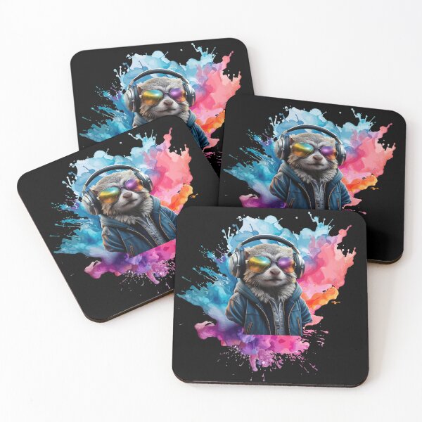 Item preview, Cool And Stylish DJ Marmoset Wearing Sunglasses With Colorful Splash   designed and sold by Smix Pixels.