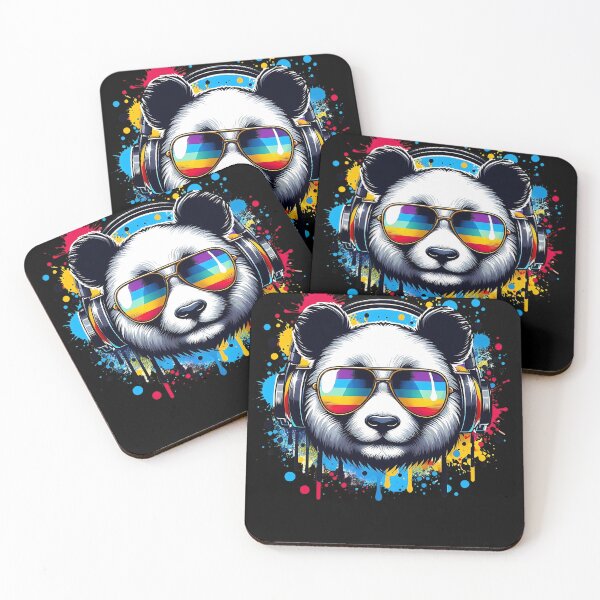 Item preview, Cool And Stylish DJ Panda Wearing Sunglasses With Colorful Splash   designed and sold by Smix Pixels.