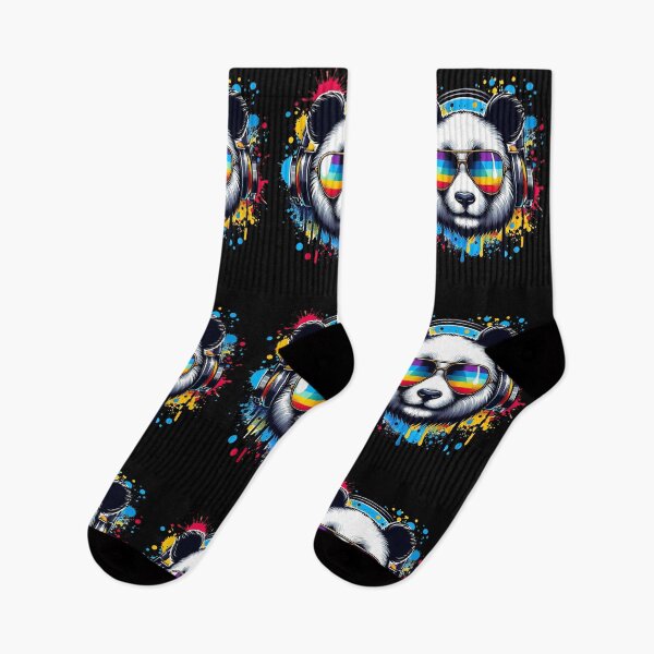 Item preview, Cool And Stylish DJ Panda Wearing Sunglasses With Colorful Splash   designed and sold by Smix Pixels.