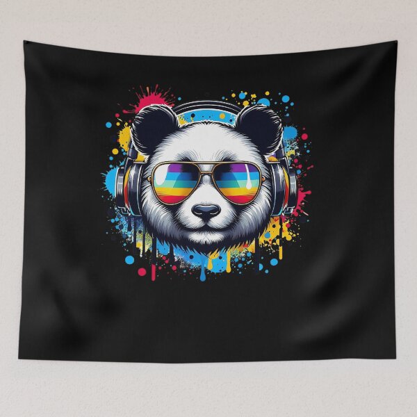Item preview, Cool And Stylish DJ Panda Wearing Sunglasses With Colorful Splash   designed and sold by Smix Pixels.